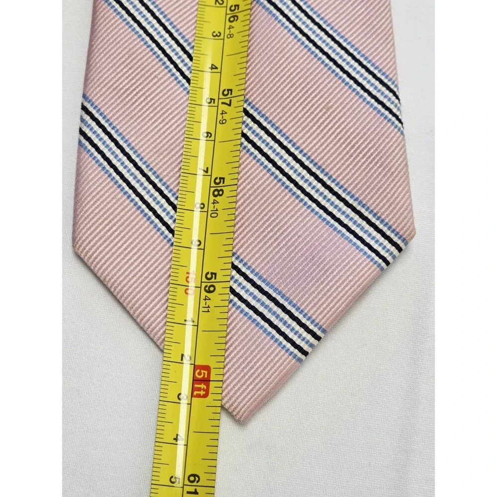 Jos. A. Bank 100% Silk Woven Striped Classic Pointed Tie Pink Blue Black